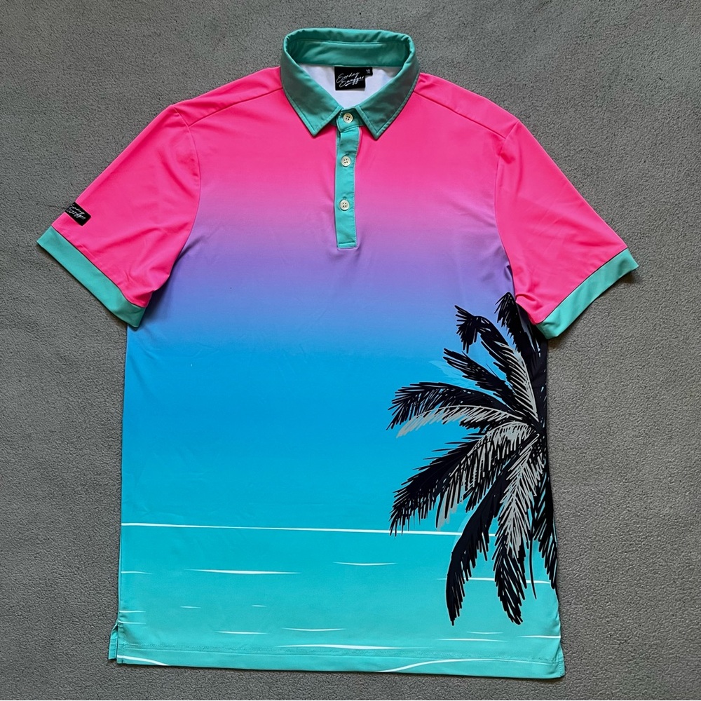 Sunday Swagger Shirt Mens Medium Tree West Palm Miami Vice Golf Performance Polo